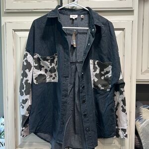 BKE cow print button down